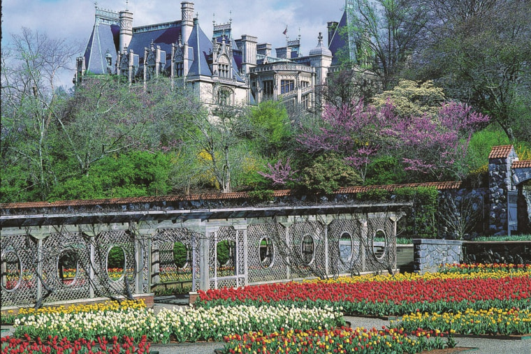 The walled garden below Biltmore House features blooms with more than 50,000 Dutch tulips each spring.